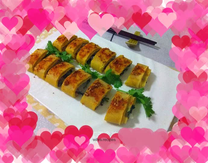 Flavored grilled dry tofu rolls