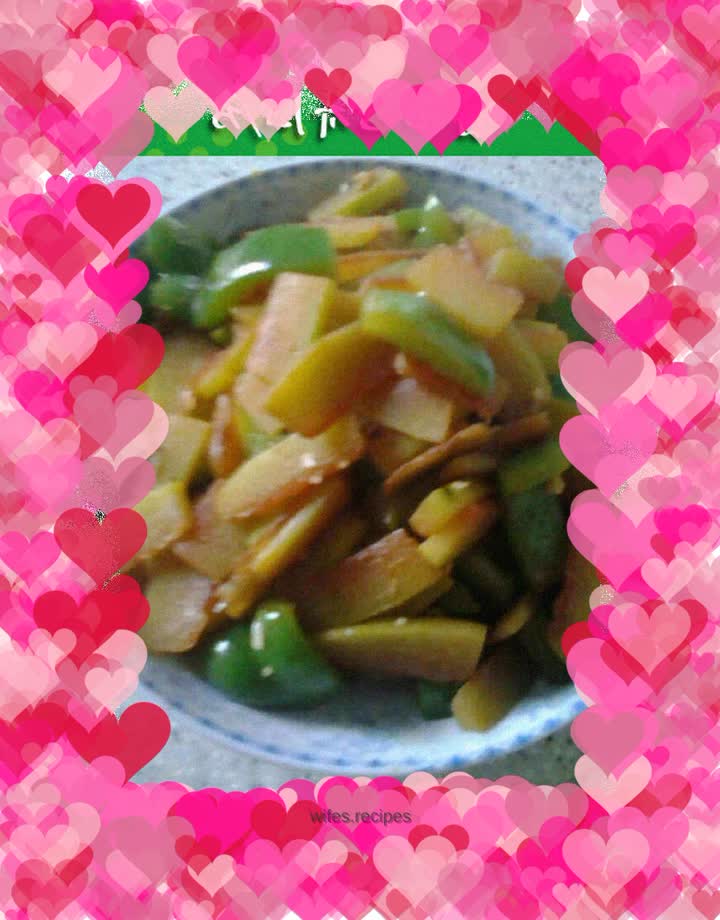 Stir-fried watermelon rind with green pepper