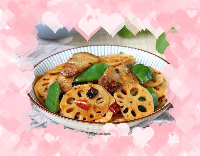 Twice cooked lotus root slices
