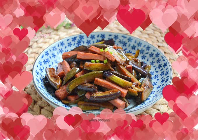 Roasted Eggplant with Ham Sausage