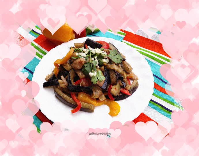 Colorful roasted eggplant strips