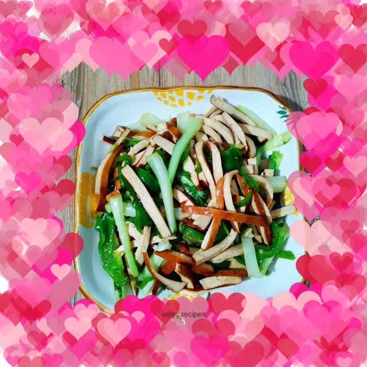 Stir-fried green vegetables with dried tofu