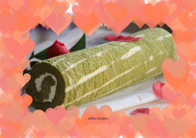 Matcha striped cake roll