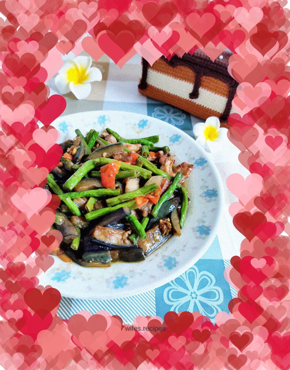 Home-style fried eggplant with green beans