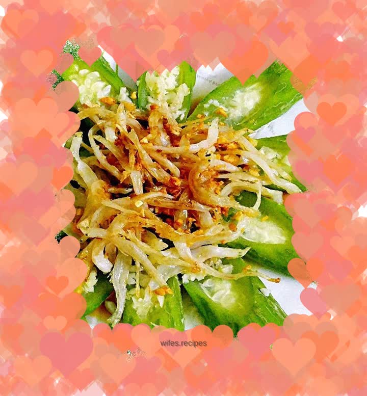 Dried whitebait steamed loofah