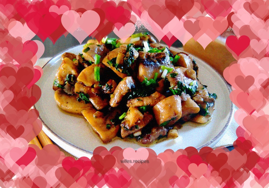 Fried white mushrooms