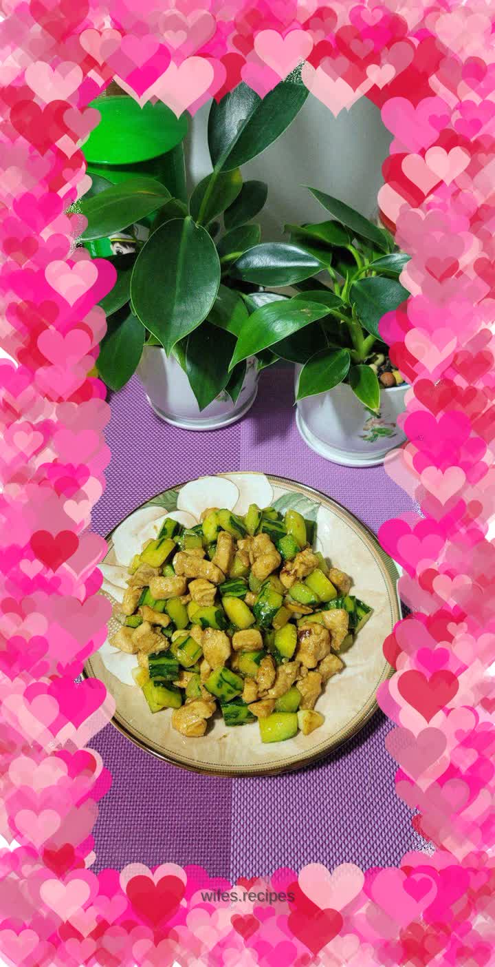 Fried cucumber and diced pork
