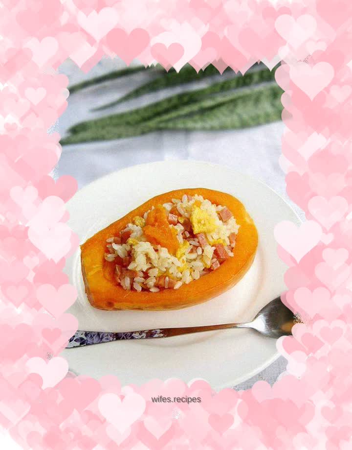 Papaya, ham and egg fried rice