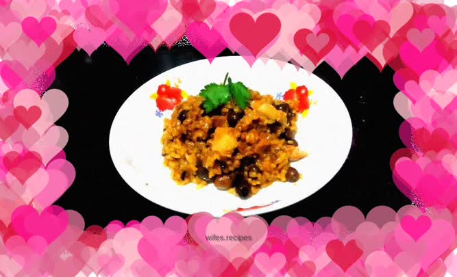 Rice with yam and meat