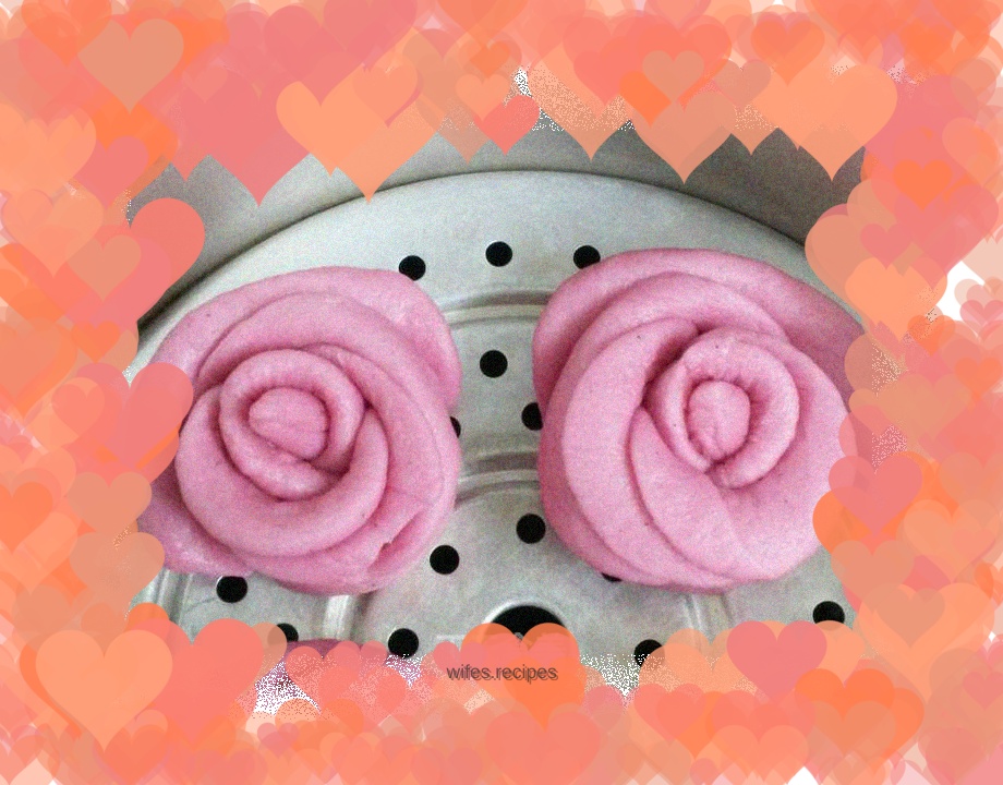 Red Heart Dragon Fruit Rose Steamed Buns