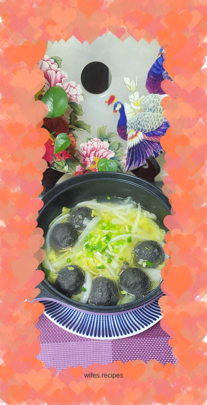 Squid Ball and Cabbage Soup