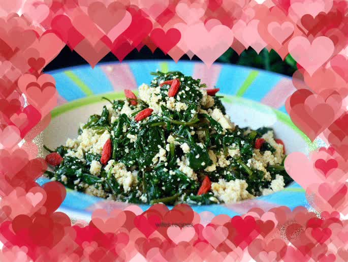 Stir-fried minced tofu with wolfberry sprouts