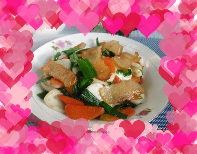 Fried rice cake with bacon