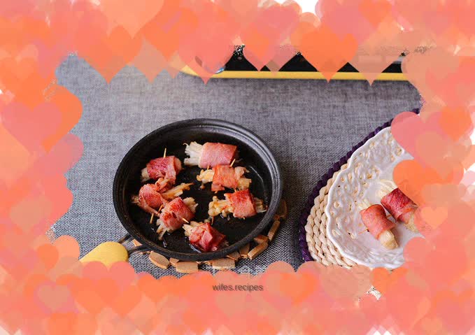 Five-minute quick dish, bacon and enoki mushroom rolls