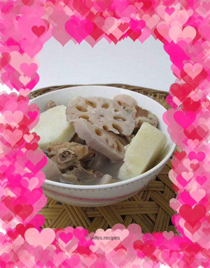 Lotus root, yam and pork ribs soup