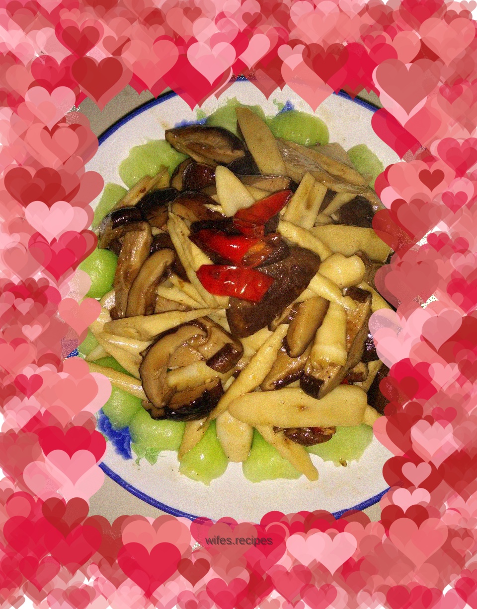 Mushrooms and green vegetables