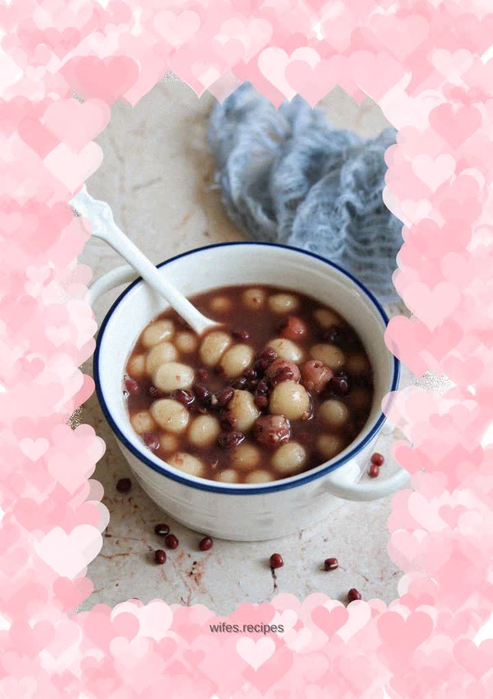 Red bean and lotus seed dumpling soup