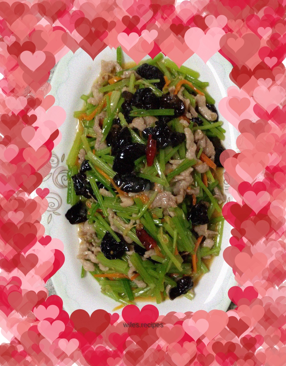 Shredded celery and pork