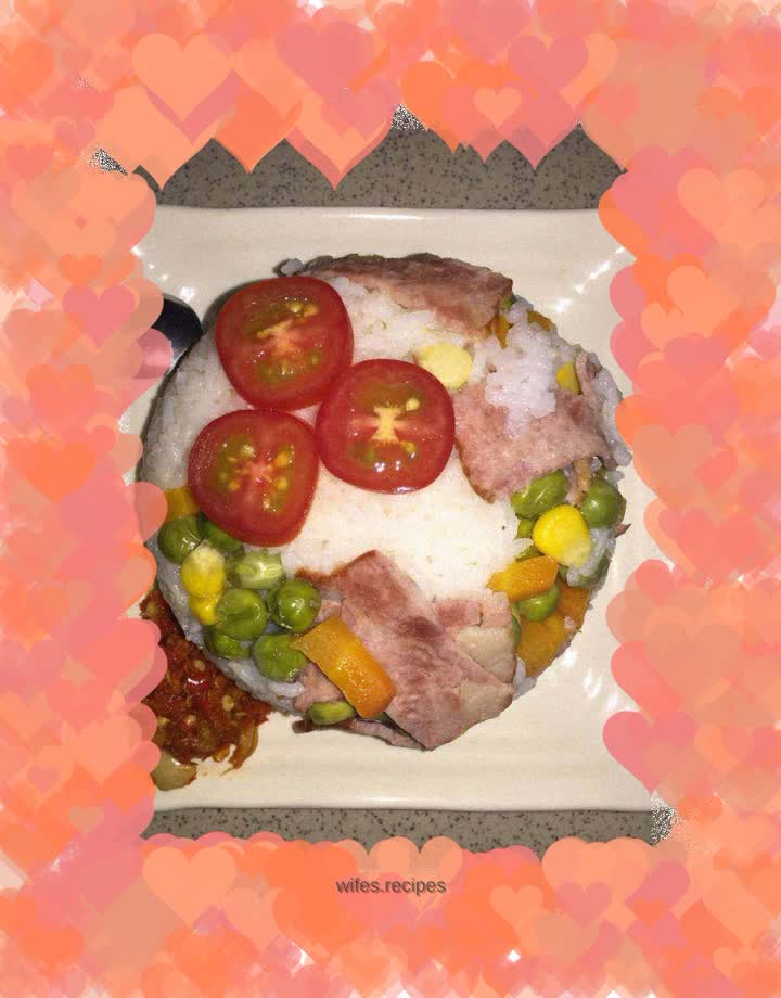 Lazy Rice with Bacon, Five Colors and Mixed Vegetables (Rice Cooker)