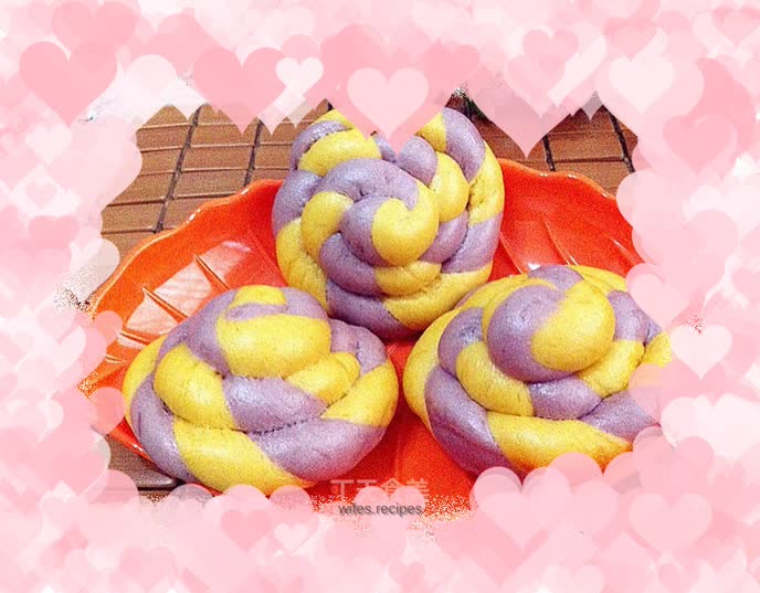 Purple sweet potato and pumpkin pattern steamed buns