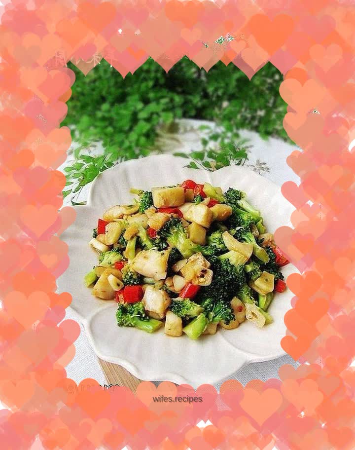 Diced puffer fish with broccoli