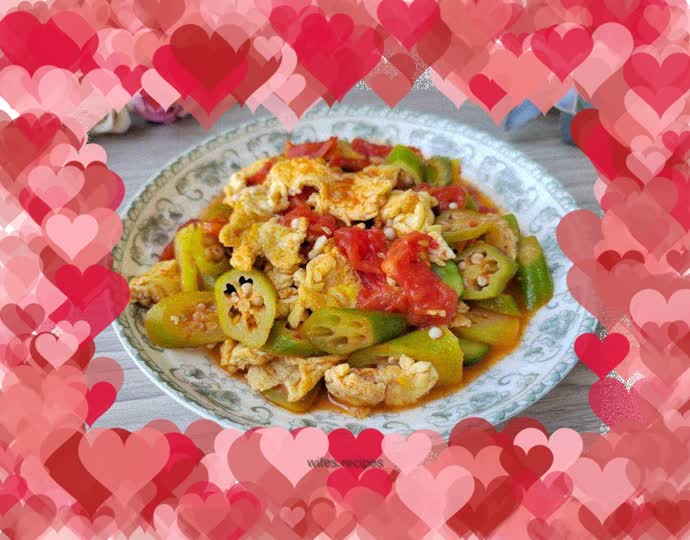 Okra and tomato scrambled eggs