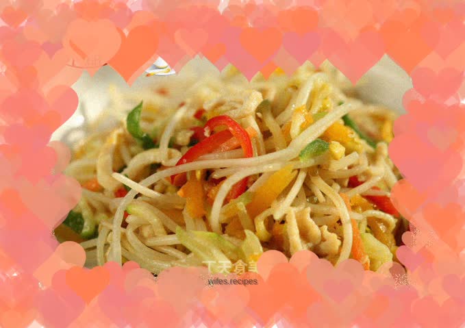 Fried three shredded shreds