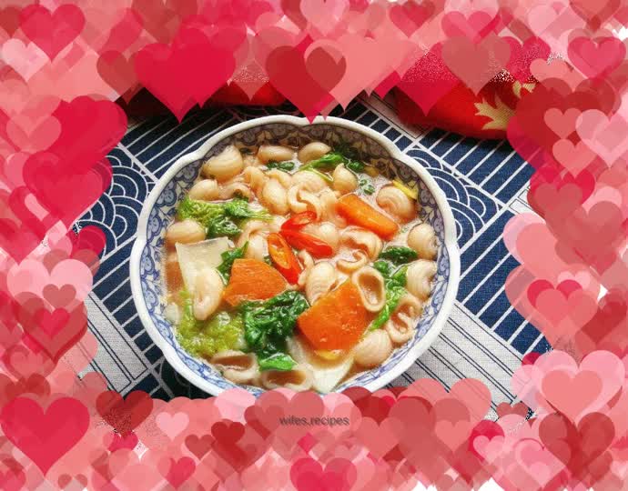 Boiled Cat Ears in Chicken Soup with Carrots and Russulas