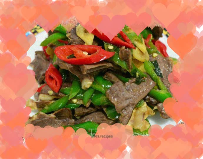 Stir-fried pork heart with double peppers