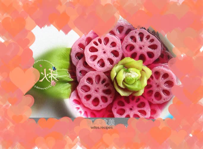 Rouge lotus root slices