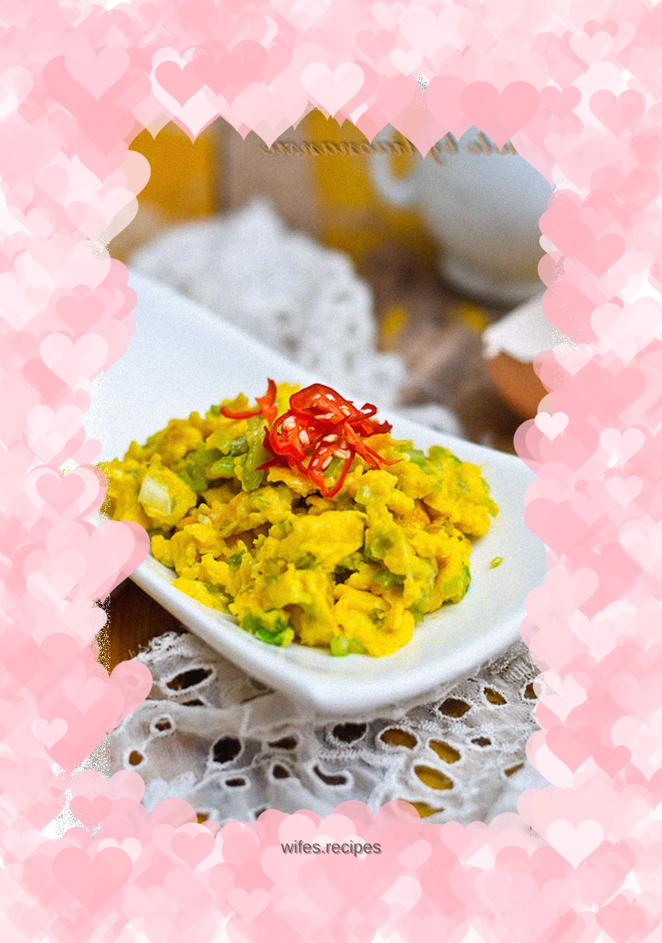 Fried celery with local eggs