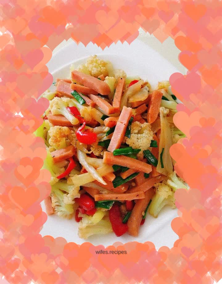 Cauliflower Stir-fried Luncheon Meat