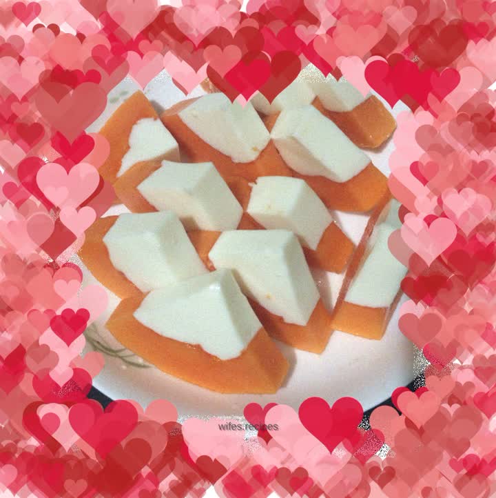 Papaya and coconut milk jelly