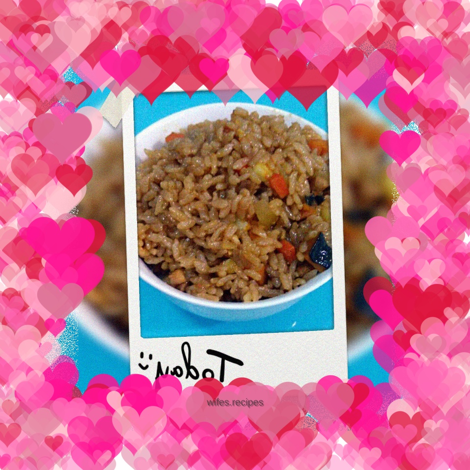 Braised rice with pumpkin and mixed vegetables