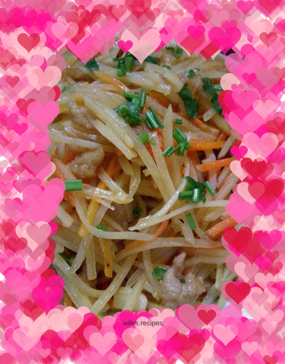 Fried three shredded shreds