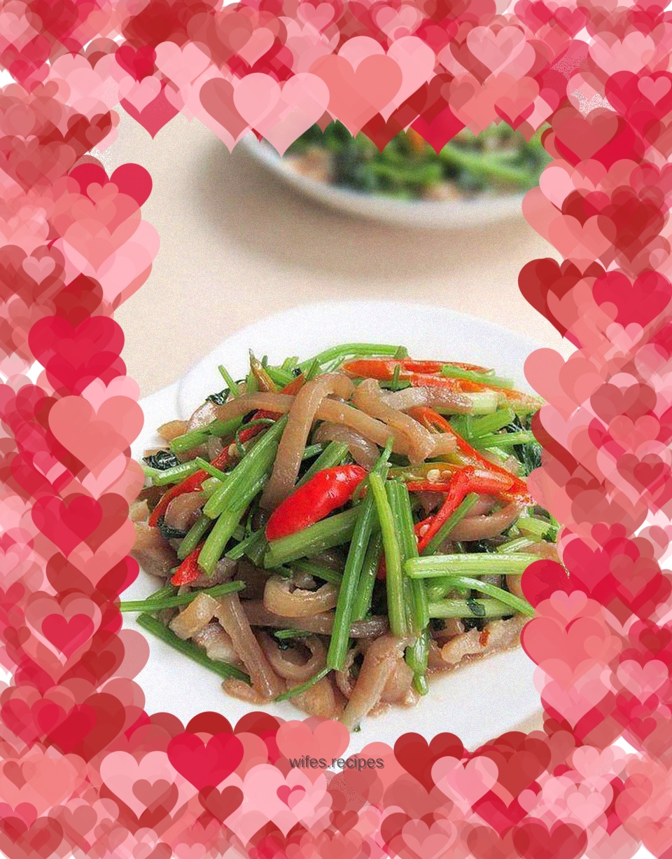Stir-fried pork skin with celery