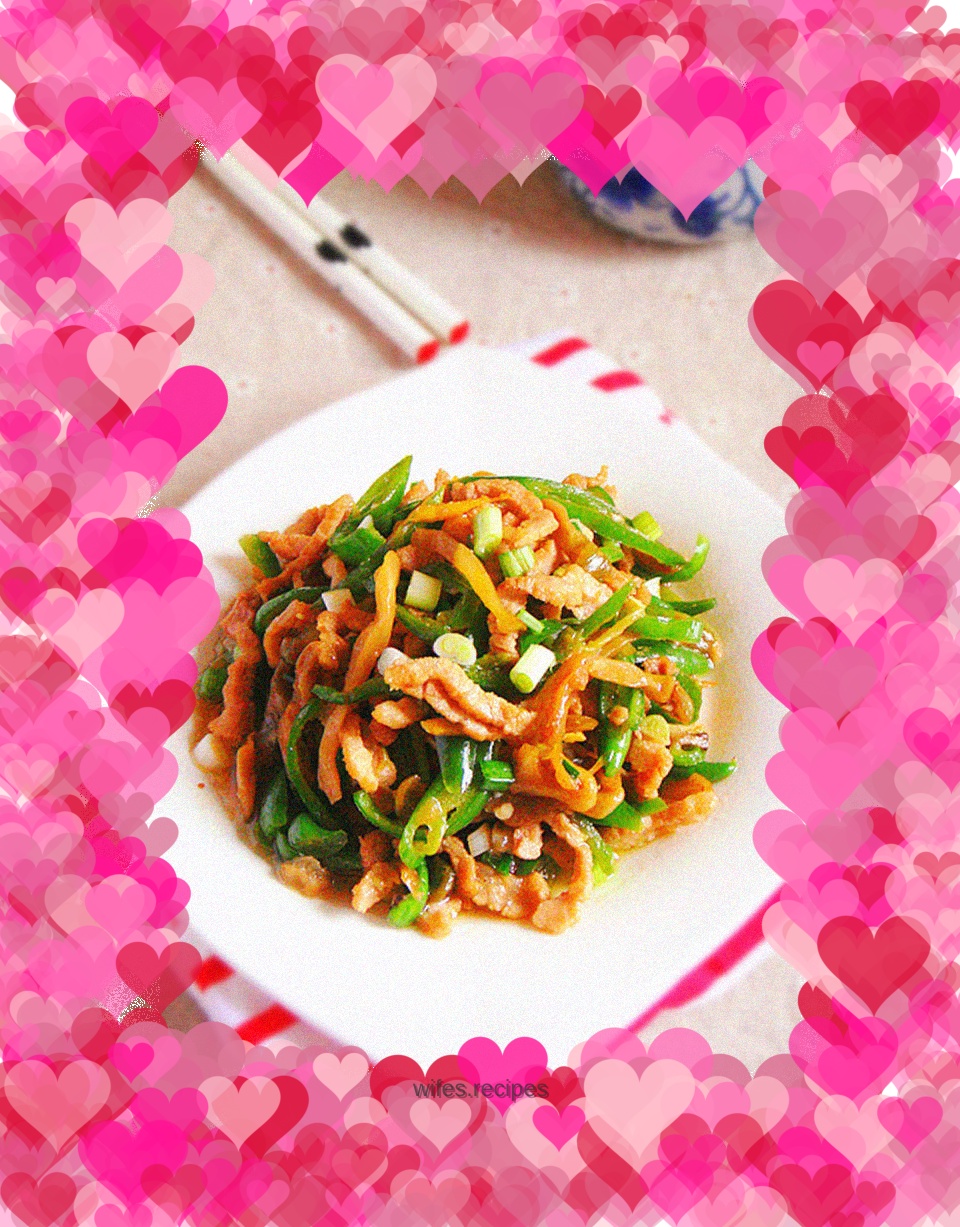 Shredded pork with mustard green pepper