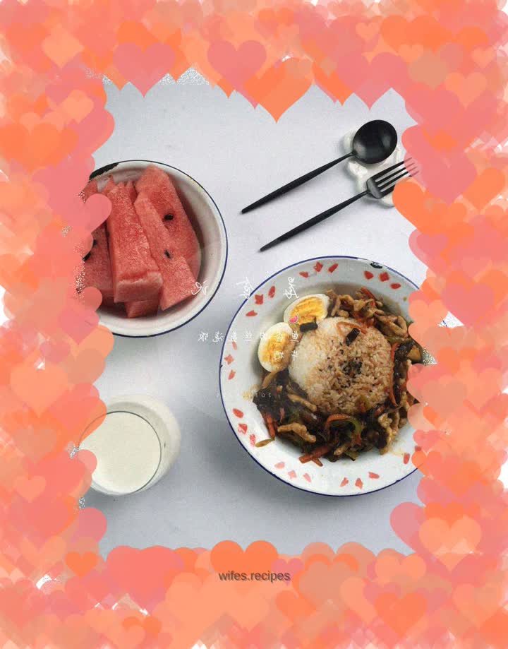 Fish-flavored shredded pork rice bowl