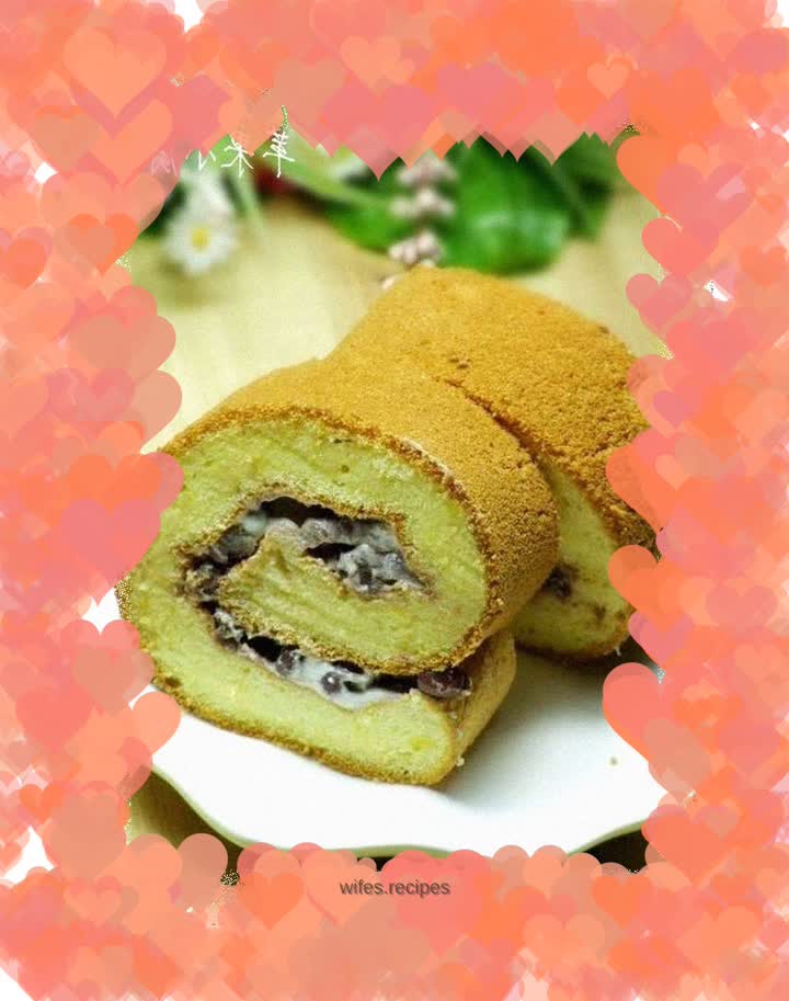 Honey bean cream cake roll