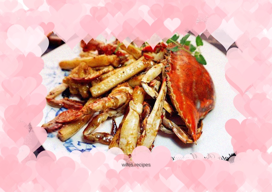 Fried rice cake with swimming crab