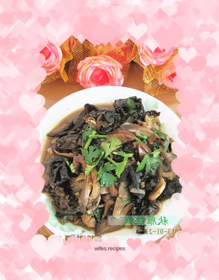 Home-cooked food----nutritious stir-fried three mushrooms