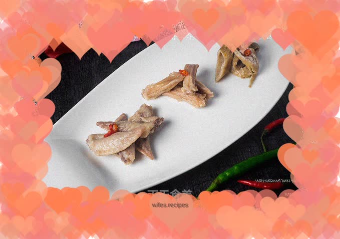 Three treasures marinated in summer honey lees - duck tongue, wing tips and pig intestines