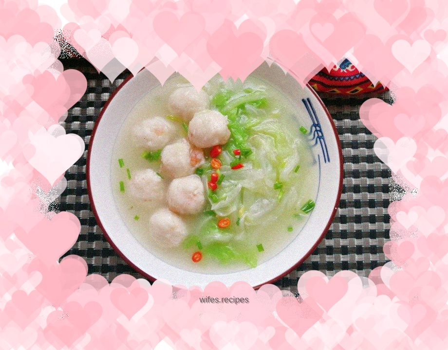 Cabbage and Shrimp Ball Soup