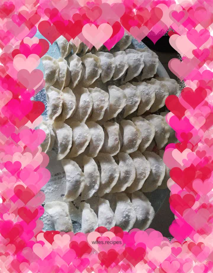 Carrot, corn, mushroom and meat dumplings