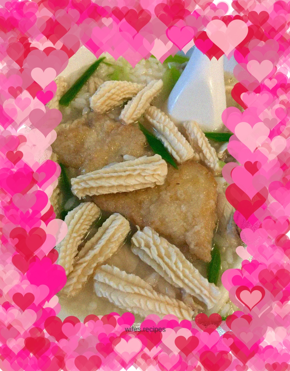 Soaked squid porridge