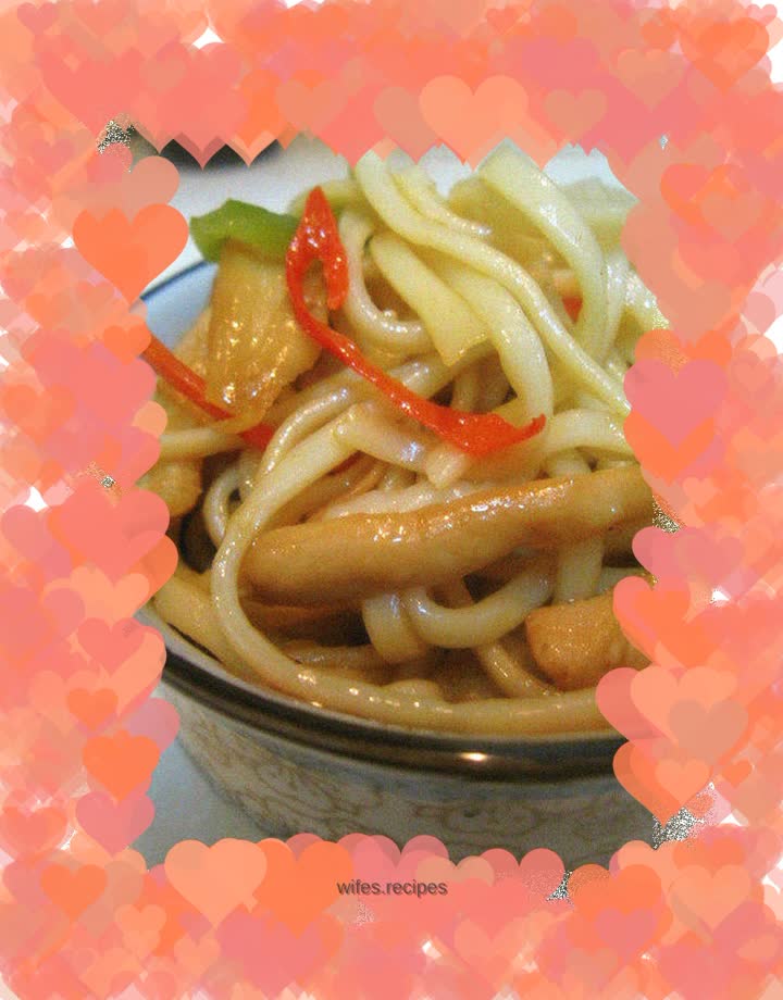 Homemade Fried Noodles - Fried Noodles with Pleurotus Oyster Mushroom and Shredded Pork