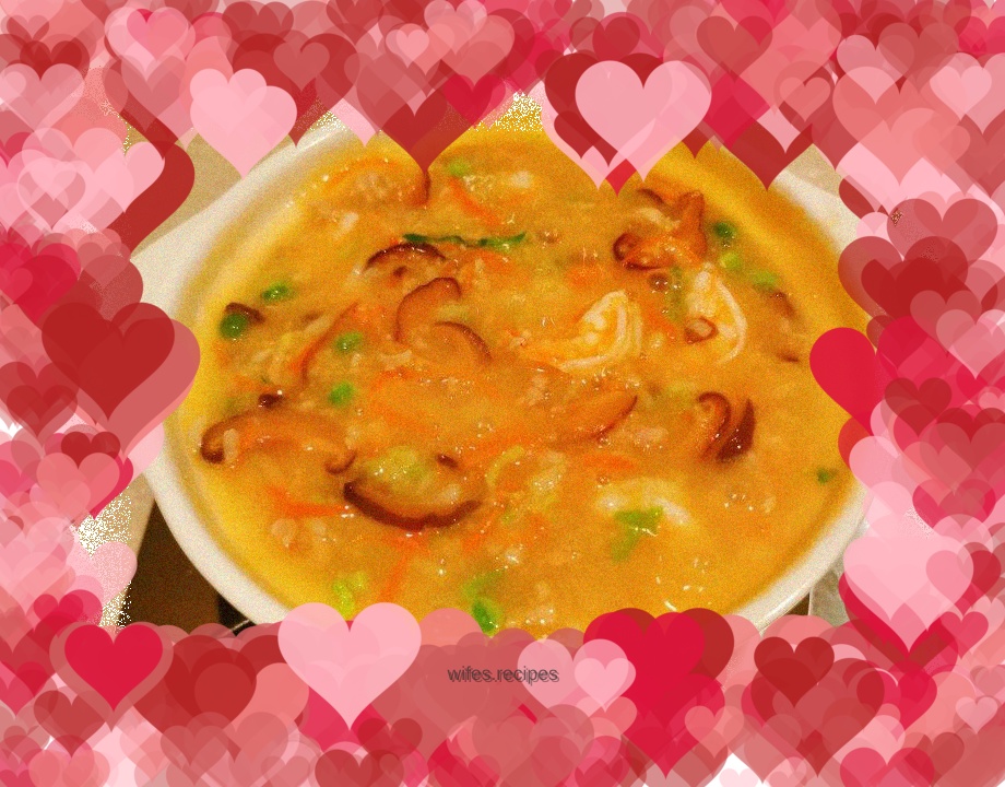 Shrimp, minced meat and vegetable porridge