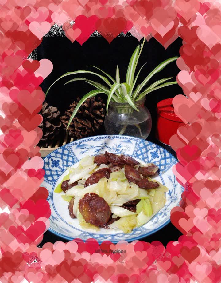 Fried Chinese Sausage with Green Onions