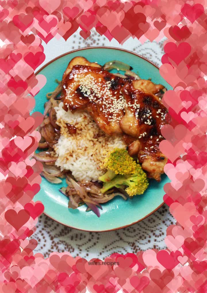 Japanese Teriyaki Chicken Rice Happy Chicken Rice Set