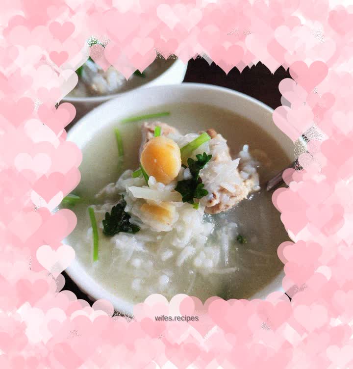Radish, Scallops and Pork Ribs Porridge